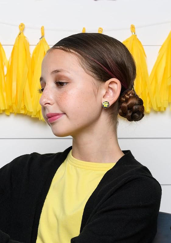 Summerfield Collection Stainless Steel Paw Print Glass Stud Earrings 12mm (Yellow)