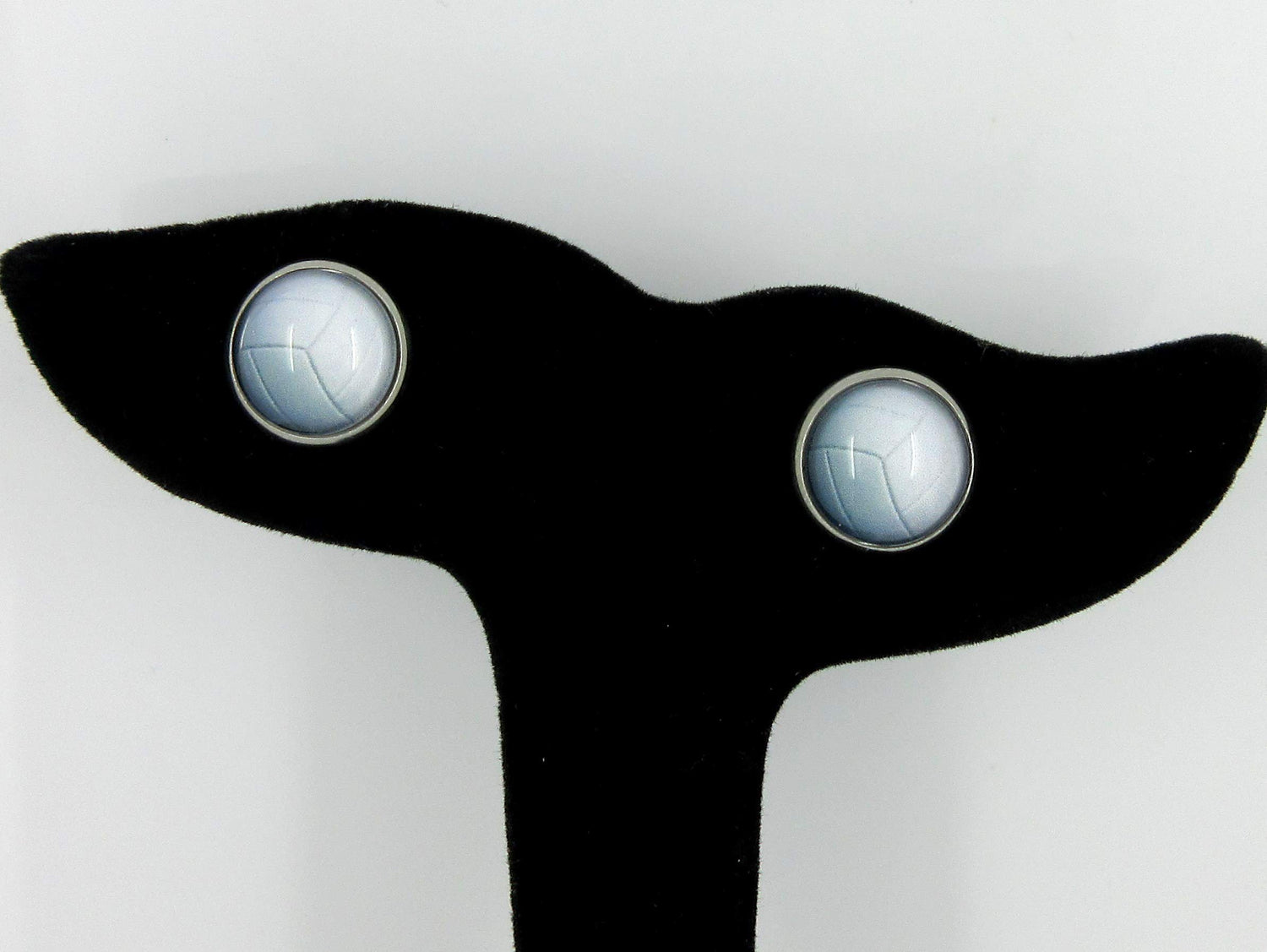 Stainless Steel Volleyball Print Glass Stud Earrings 12mm