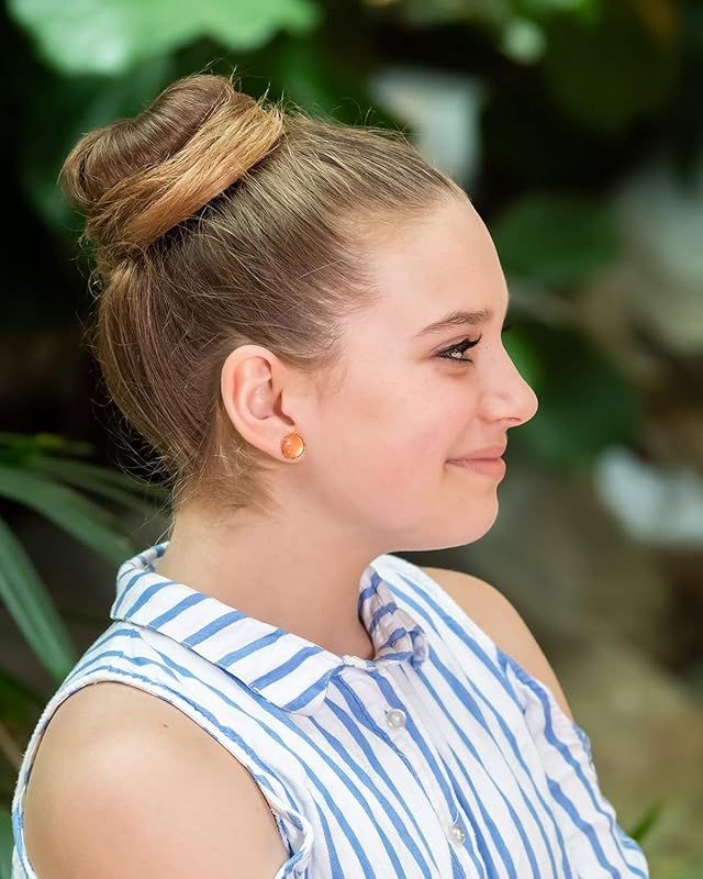 Summerfield Collection Rose Gold-tone Copper Shimmer Glitter Glass Stud Earrings 12mm Hand-painted