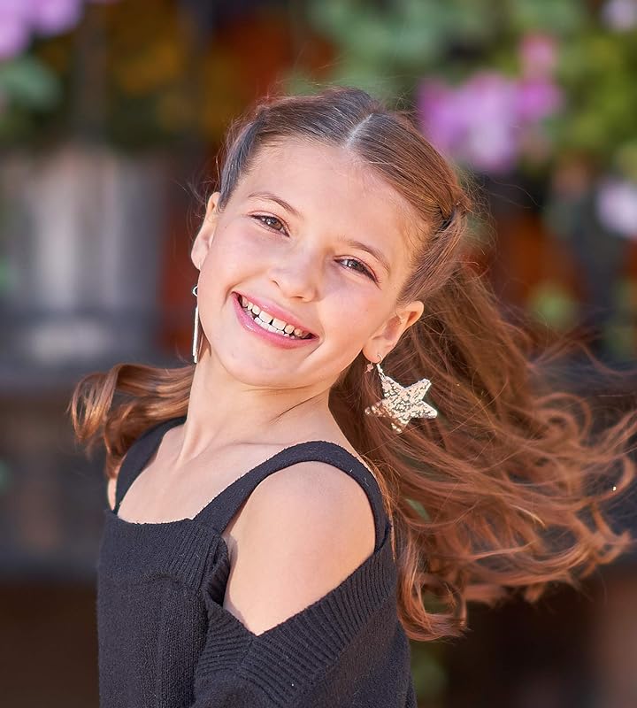 Summerfield Collection Glitter Faux Leather Large Star Dangle Earrings (Silver)