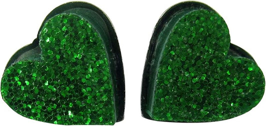 Summerfield Collection Stainless Steel Glitter Acrylic Heart Stud Earrings 8mm (Shamrock Green)