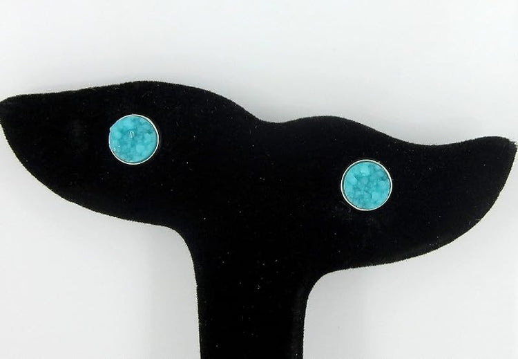 Summerfield Collection Stainless Steel Matte Faux Druzy Stone Stud Earrings 8mm (Aqua Blue)