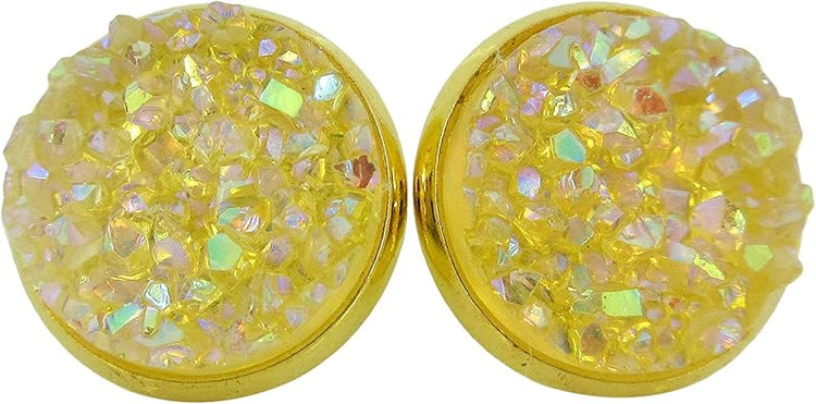 Summerfield Collection Yellow Gold-tone AB Faux Druzy Stone Stud Earrings 12mm