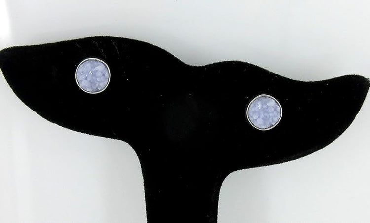 Summerfield Collection Stainless Steel Matte Faux Druzy Stone Stud Earrings 8mm (Periwinkle)