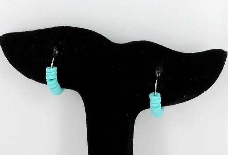 Summerfield Collection 15mm Stainless Steel Polymer Clay Katsuki Bead Hoop Earrings (Aqua Blue)