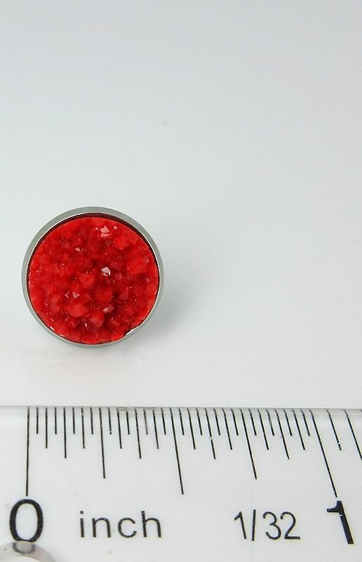 Summerfield Collection Stainless Steel Matte Faux Druzy Stone Stud Earrings 12mm (Classic Red)