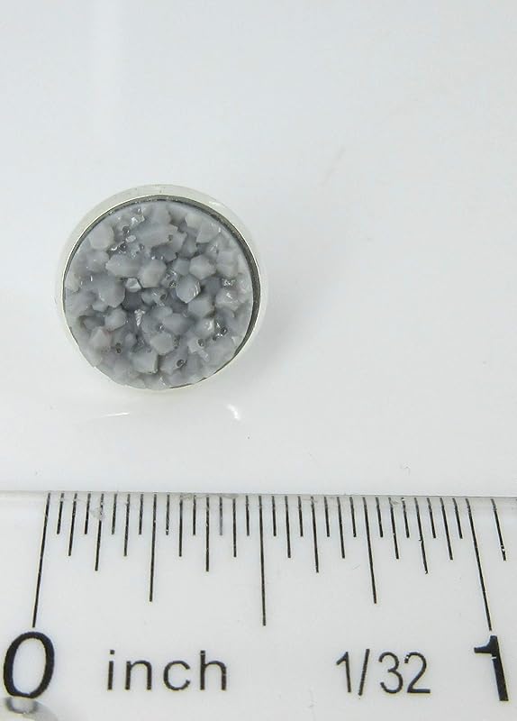 Summerfield Collection Duo Stud Earrings Silver-tone Gray and Eggplant Faux Druzy Stone 12mm Set