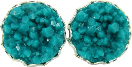 Summerfield Collection Silver-tone Faux Druzy Stone Stud Earrings 12mm (Teal Green Blue)