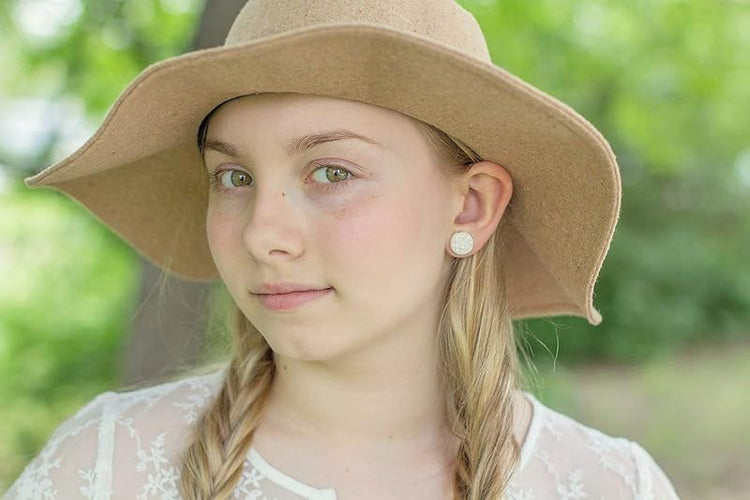 Summerfield Collection Silver-tone Solid AB Faux Druzy Stone Stud Earrings 12mm (White)