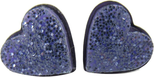 Summerfield Collection Stainless Steel Glitter Acrylic Heart Stud Earrings 8mm (Lilac Purple)
