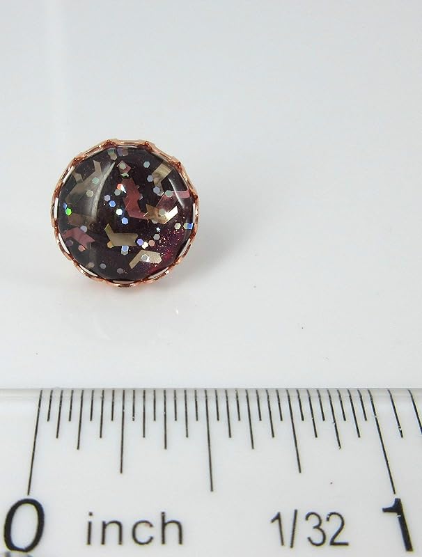 Summerfield Collection Rose Gold-tone Chevron Flake Glitter Glass Stud Earrings 12mm Hand-painted