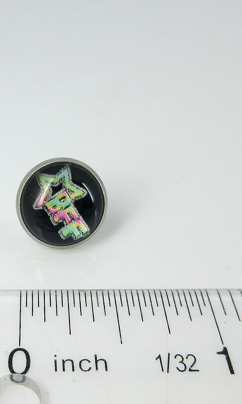 Summerfield Collection Stainless Steel Best Friends Print Glass Stud Earrings 12mm (Neon Star)