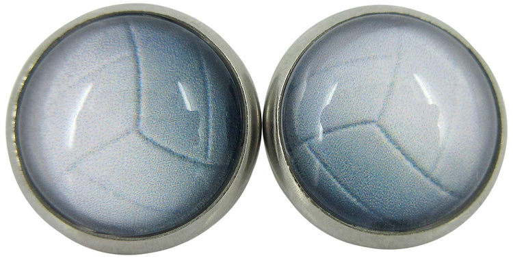 Stainless Steel Volleyball Print Glass Stud Earrings 12mm