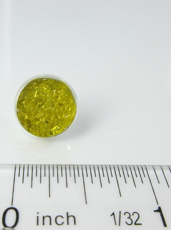 Summerfield Collection Silver-tone Yellow Faux Druzy Stone Stud Earrings (12mm)