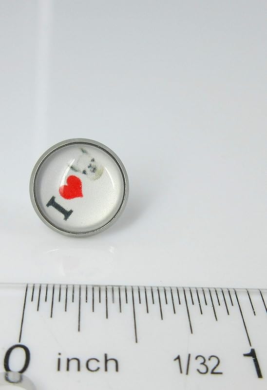 Summerfield Collection Stainless Steel Llama Print Glass Stud Earrings 12mm (I Heart Llama)