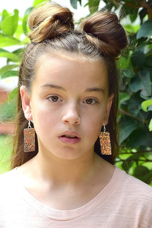 Summerfield Collection Silver-tone Glitter Faux Leather Large Rectangle Dangle Earrings (Sunset)