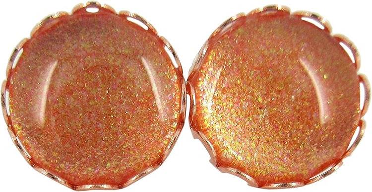 Summerfield Collection Rose Gold-tone Copper Shimmer Glitter Glass Stud Earrings 12mm Hand-painted