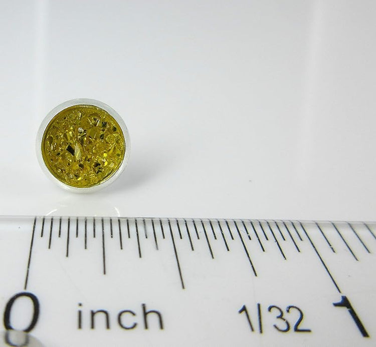 Summerfield Collection Silver-tone Yellow Faux Druzy Stone Stud Earrings (8mm)