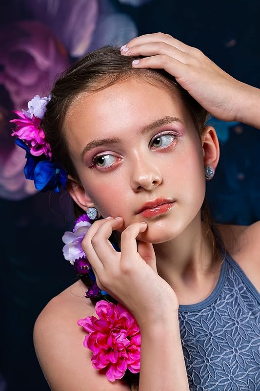 Summerfield Collection Duo Stud Earrings Silver-tone Gray and Eggplant Faux Druzy Stone 12mm Set