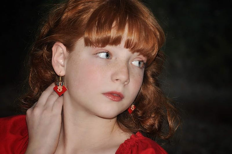 Summerfield Collection Gold-tone Red Enamel Reindeer Charm Dangle Earrings Christmas