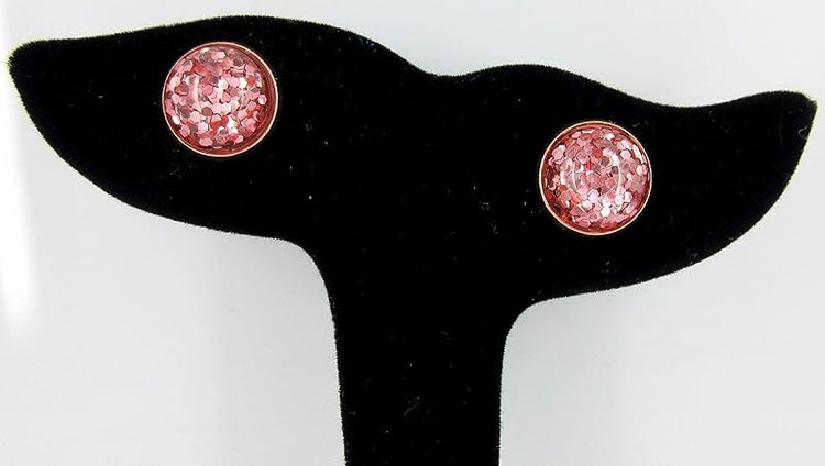 Summerfield Collection Rose Gold-tone Metallic Glitter Resin Stud Earrings 12mm