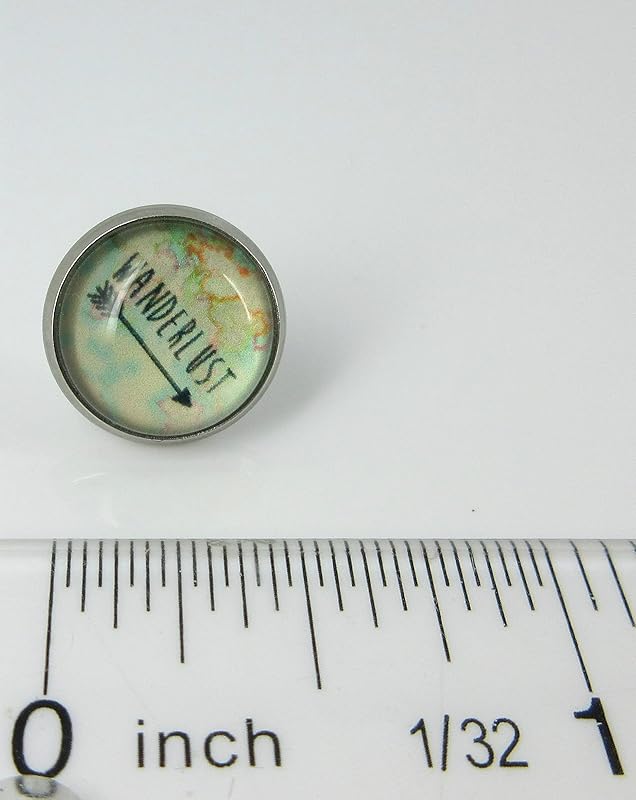 Summerfield Collection Stainless Steel Wanderlust Print Glass Stud Earrings 12mm