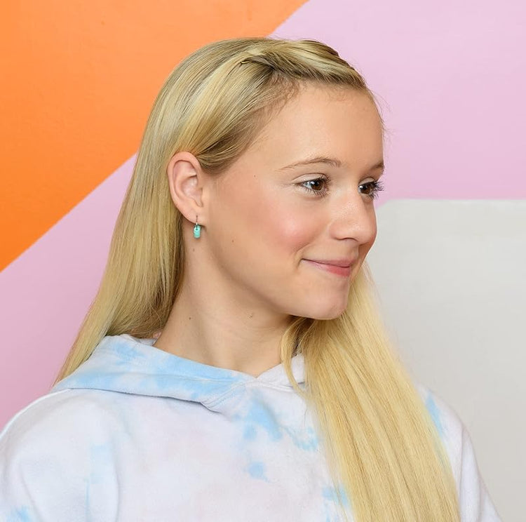 Summerfield Collection 15mm Stainless Steel Polymer Clay Katsuki Bead Hoop Earrings (Aqua Blue)