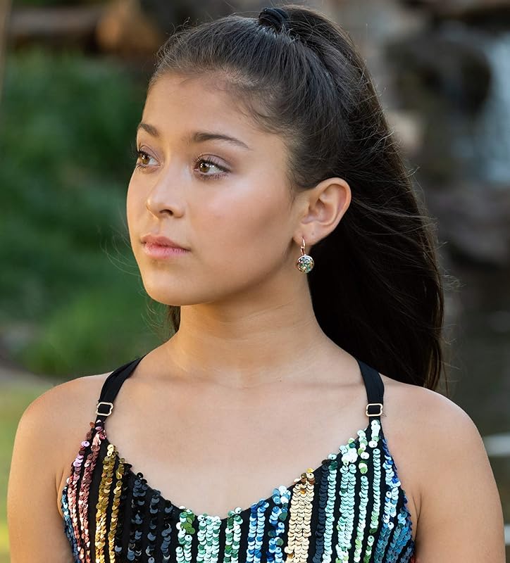 Summerfield Collection Rose Gold-tone Pink Aqua Green Metallic Glitter Resin Lever-back Drop Earrings