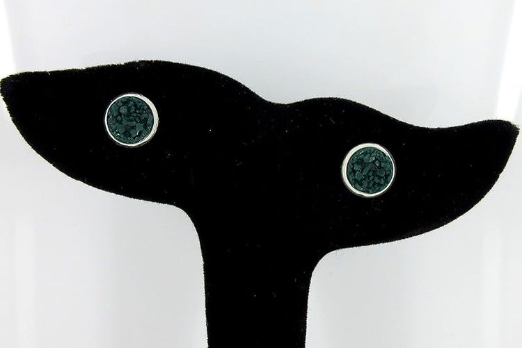 Summerfield Collection Trio Silver-tone Stud Earrings 8mm Faux Druzy Stone Set (Red/White AB/Green)