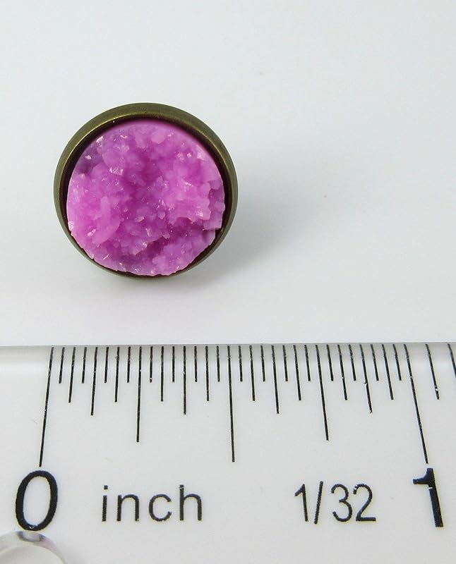 Summerfield Collection Trio Antiqued Gold-tone Purple Faux Druzy Stone Stud Earrings Set 12mm