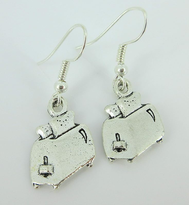 Summerfield Collection Antiqued Silver-tone Toaster Charm Dangle Earrings