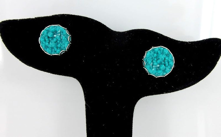 Summerfield Collection Silver-tone Faux Druzy Stone Stud Earrings 12mm (Teal Green Blue)
