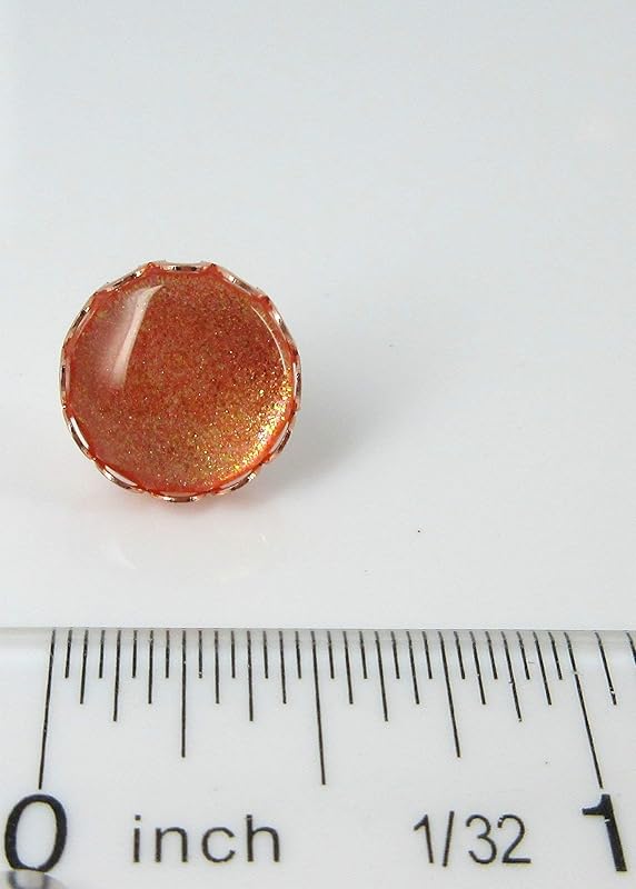 Summerfield Collection Rose Gold-tone Copper Shimmer Glitter Glass Stud Earrings 12mm Hand-painted