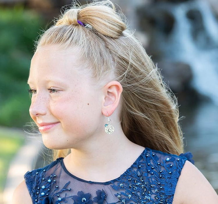 Summerfield Collection Antiqued Silver-tone Love You to the Moon and Back Charm Dangle Earrings