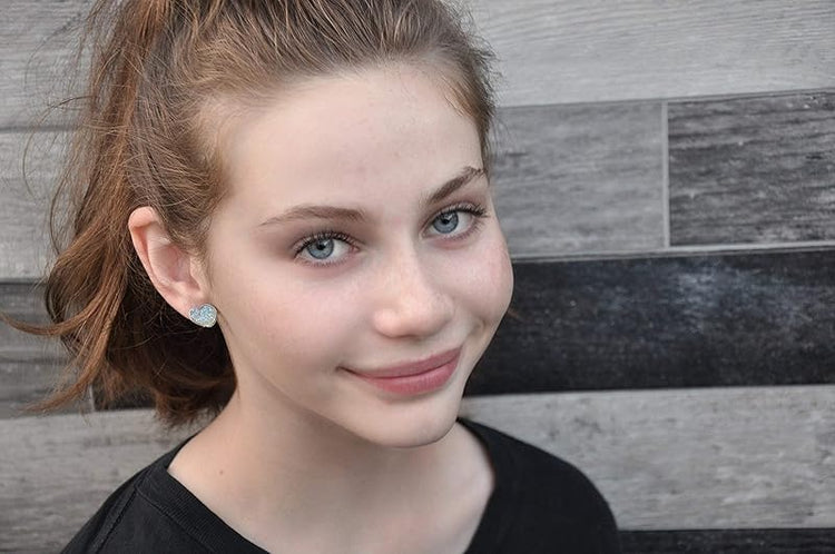 Summerfield Collection Silver-tone Heart Faux Druzy Stone Stud Earrings 12mm (Clear AB)