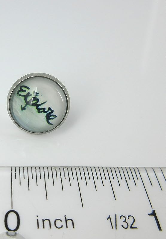 Summerfield Collection Stainless Steel Explore Print Glass Stud Earrings 12mm