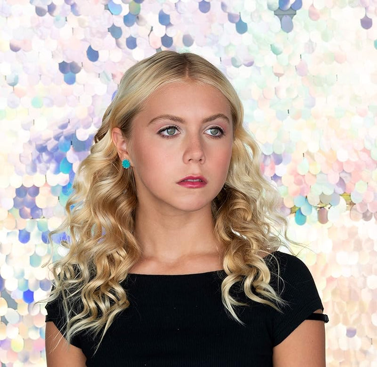 Summerfield Collection Silver-tone Faux Druzy Stone Stud Earrings 12mm (Teal Green Blue)