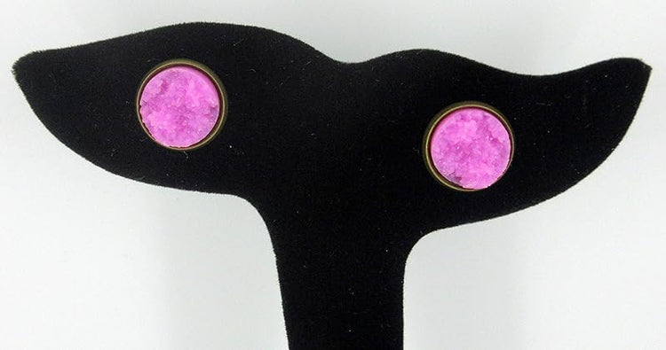 Summerfield Collection Trio Antiqued Gold-tone Purple Faux Druzy Stone Stud Earrings Set 12mm