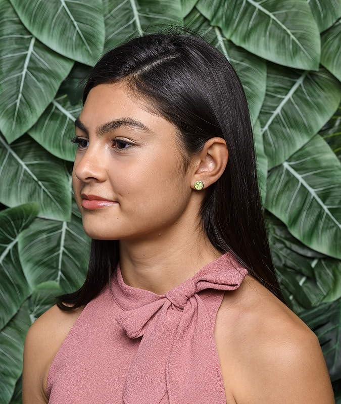 Summerfield Collection Trio Silver-tone Stud Earrings 8mm Faux Druzy Stone Set (Pastel Green/Purple/Pink)