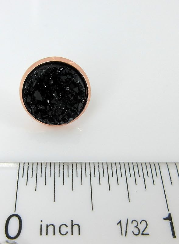 Summerfield Collection Rose Gold-tone Faux Druzy Stone Stud Earrings 12mm (Black)