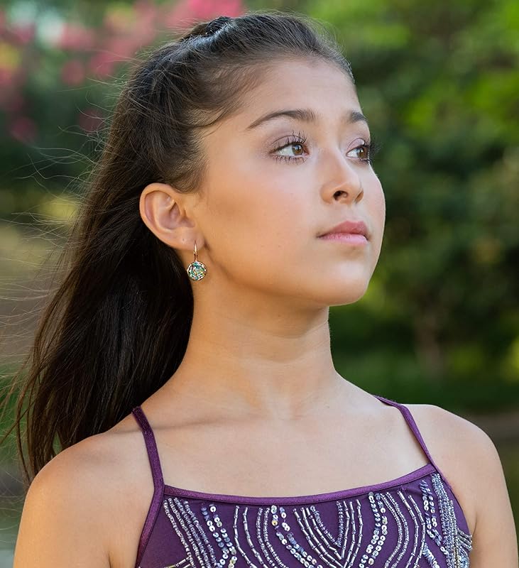 Summerfield Collection Rose Gold-tone Pink Aqua Green Metallic Glitter Resin Lever-back Drop Earrings