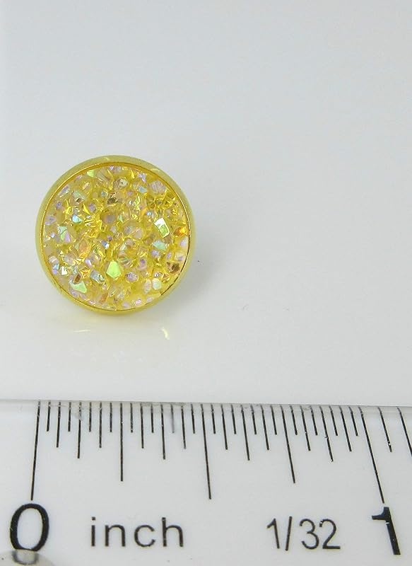 Summerfield Collection Yellow Gold-tone AB Faux Druzy Stone Stud Earrings 12mm