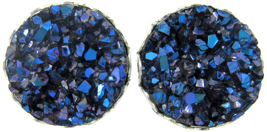 Silver-tone Faux Druzy Stone Stud Earrings 12mm