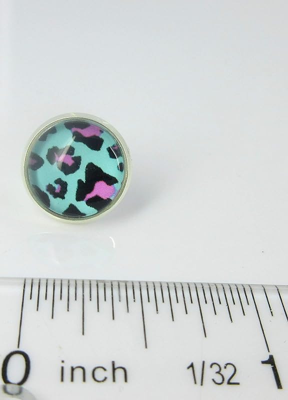 Summerfield Collection Stainless Steel Trio Animal Print Glass Stud Earrings 12mm Set