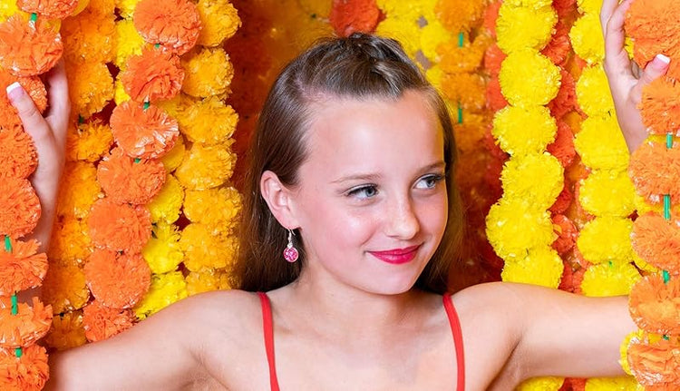 Summerfield Collection Silver-tone Pink Red White Glitter Glass Heart Charm Dangle Earrings Hand-painted