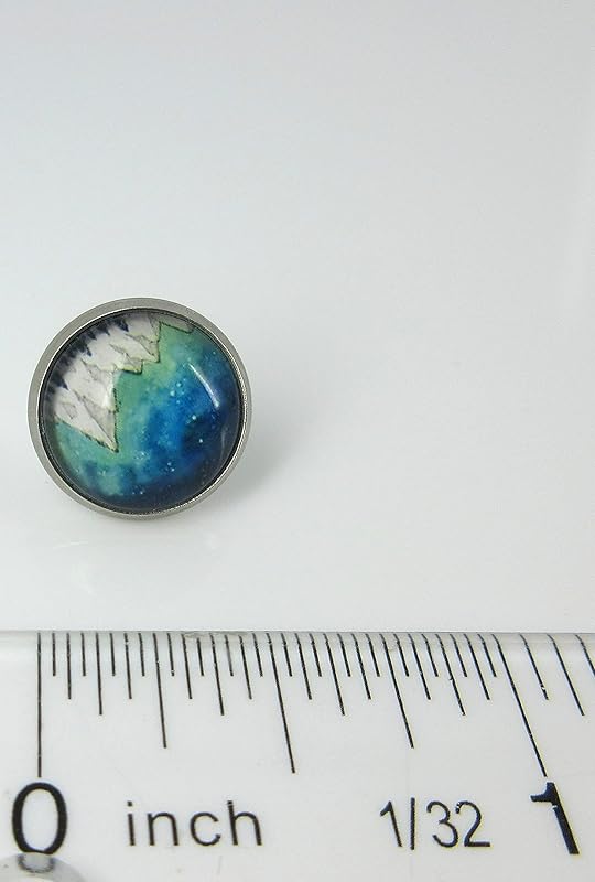 Summerfield Collection Stainless Steel Night Sky Snowy Mountain Print Glass Stud Earrings 12mm