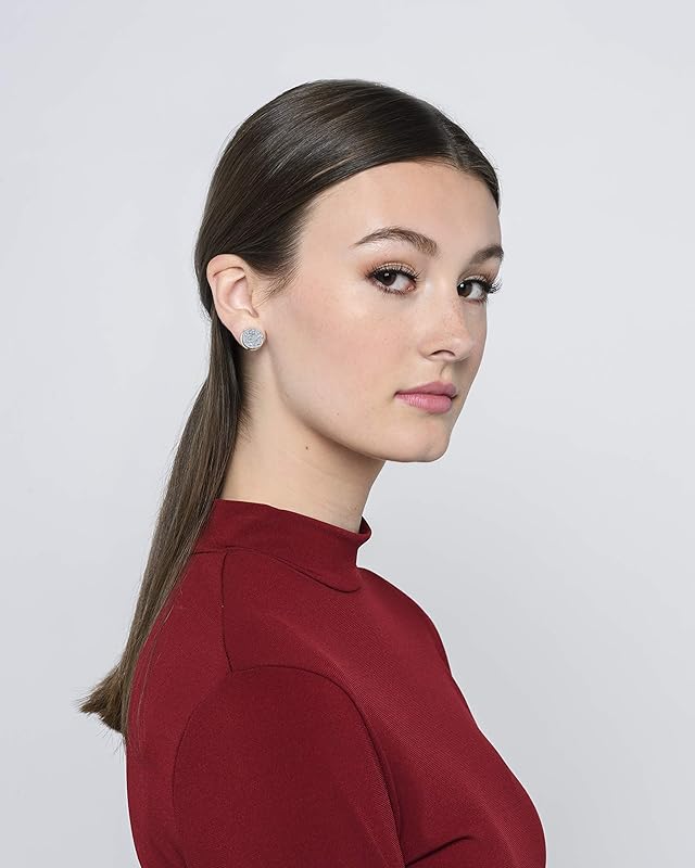 Summerfield Collection Duo Stud Earrings Silver-tone Gray and Eggplant Faux Druzy Stone 12mm Set