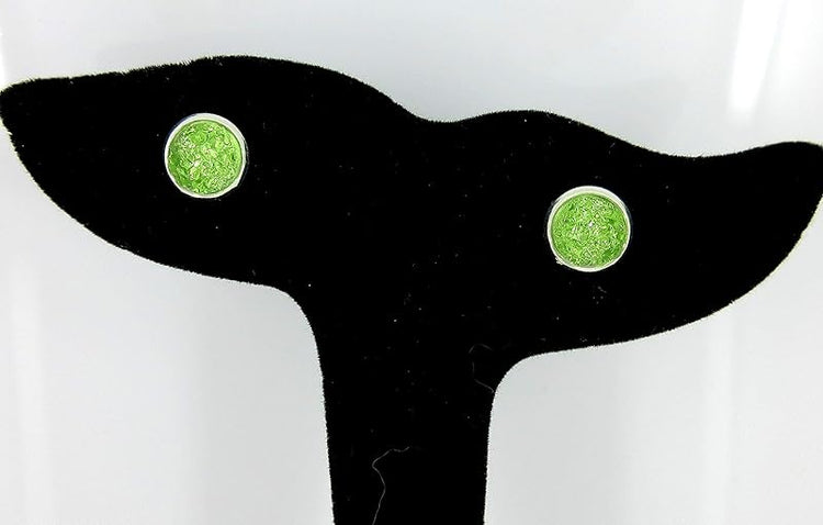 Summerfield Collection Trio Silver-tone Stud Earrings 8mm Faux Druzy Stone Set (Pastel Green/Purple/Pink)