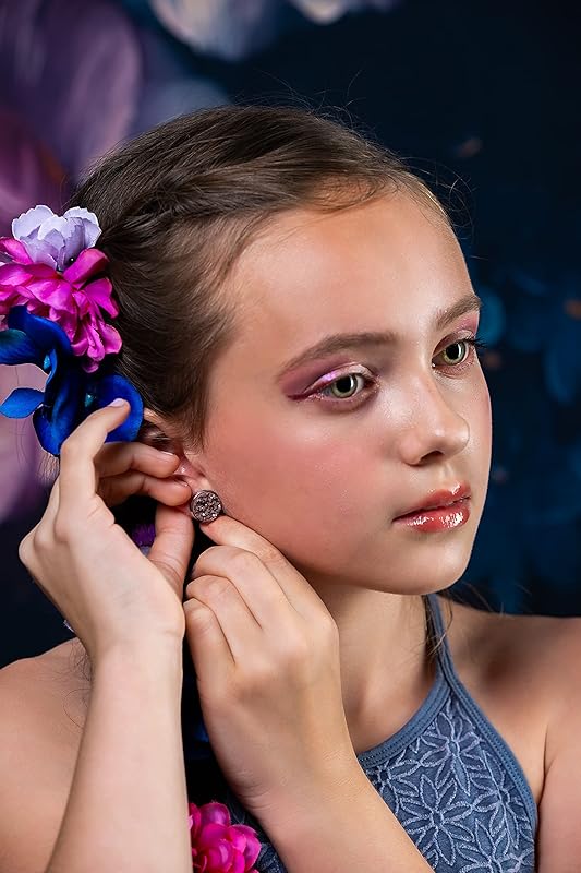 Summerfield Collection Silver-tone Brown Faux Druzy Stone Stud Earrings 12mm