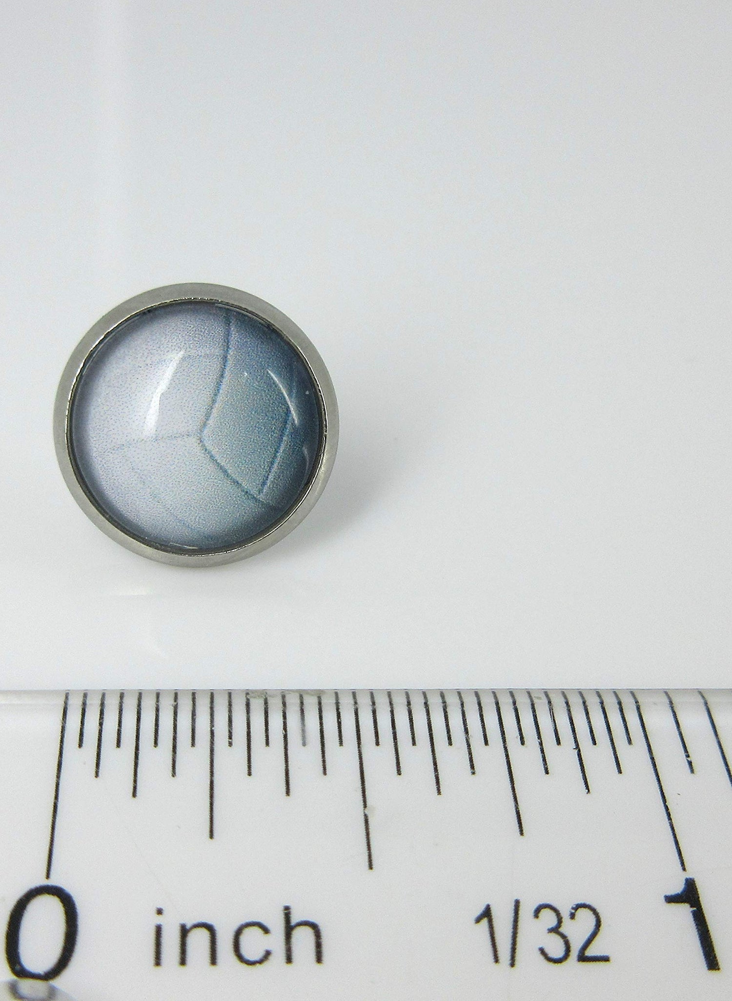 Stainless Steel Volleyball Print Glass Stud Earrings 12mm